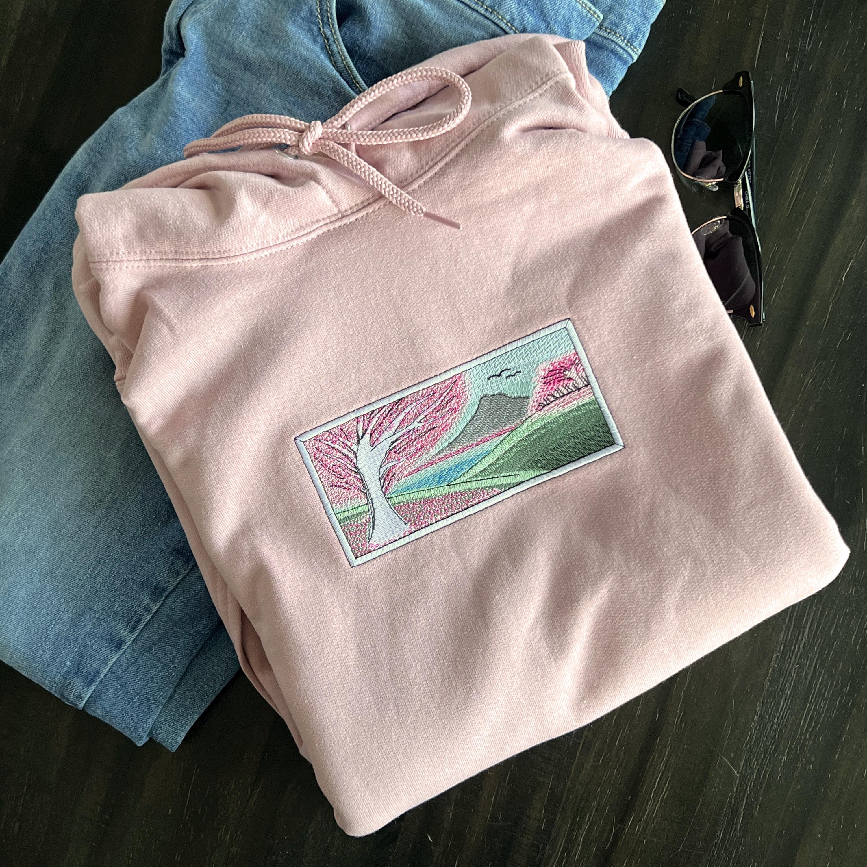 Cherry Blossum Tree Japanese Sakura Landscape Scene Embroidered Hoodie Sweatshirt Unisex Long Sleeve Outdoors Personalized Multiple Colors Cherry Blossum Tree Japanese Sakura Landscape Scene Embroidered Hoodie Sweatshirt Unisex Long Sleeve Outdoors Personalized Multiple Colors